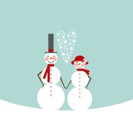 snowman &amp; snowoman Frosty couple in love Valentine&acute;s Day
