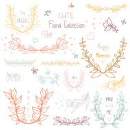 Set of floral laurelsand elements for your romantic events