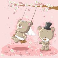 Wedding couple on a swing