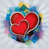 valentine&#039;s card with two red hearts