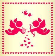 frame with cupid and heart