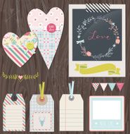shabby chic fabric hearts photo frame and gift tags N2