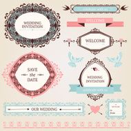 Vintage collection of Vector wedding design elements N3