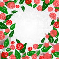 Template with laconic sketch roses and leaves N4
