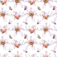 Watercolor magnolia seamless pattern N2