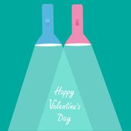 Pink and blue flashlights with rays of light Flat design