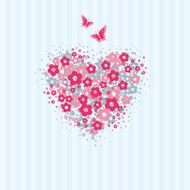 Flower heart with butterflies card N2
