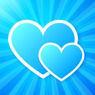 Blue paper hearts on shining vector background