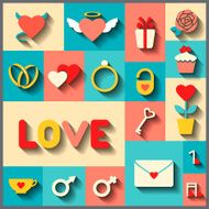 Flat icons for wedding or Valentine's day N2