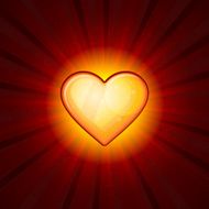 Gold Heart On Red Background