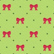Green seamless pattern with red bows