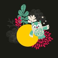 Owl with the moon banner