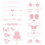 wedding invitation decorative elements cake flowers couple N2