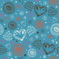 Blue abstract decorative seamless background with hearts