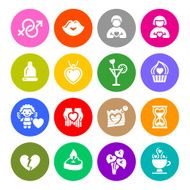Set valentine&#039;s day buttons love romantic symbols