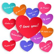 Paper hearts with the text &quot;I love you&quot;