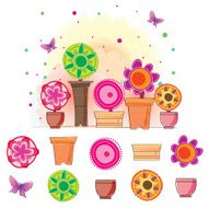 garden floral one digital clip art