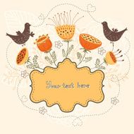 Cute banner with flowers and birds N2