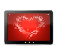 Black tablet ang red heart