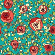 seamless vintage rose pattern on green background N2