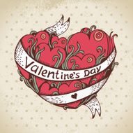 Hand drawn heart and vintage background