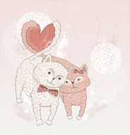 Cute cats with heart shape tails