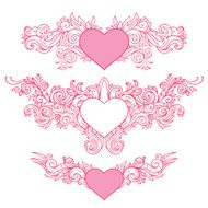 Hand-Drawn Abstract Hearts Swirls Sketchy Doodles Vector Illustration Design Elements