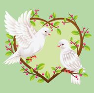 Two Doves on a heart shape tree