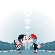 French kiss paris love couple travel valentines france vector