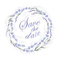 Watercolor vintage lavender wreath