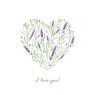 vector watercolor levender heart card
