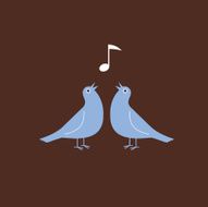 Blue Birds of play sing a song for you illustration