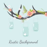 Mason jars and flowers background