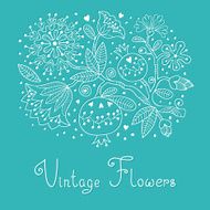 Vintage Festive card with flowers and pomegranate N3