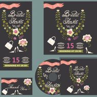 Cute bridal shower design template set with floral wreath