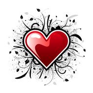 Floral valentine heart with grunge background