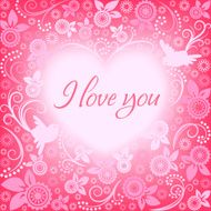 Birds and Floral Pattern with I Love You Calligraphy