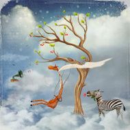 Romantic relations between a giraffe and zebra
