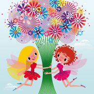 Two Fairies Holding a Bouquet