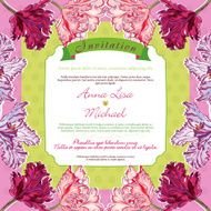 Vintage Wedding Invitation with Tulips N4