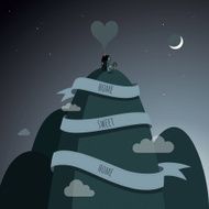 home sweet house mountain love night illustration vector