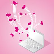 Lovely hearts coming out from laptop
