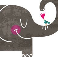 Big love elephant bird cute illustration vector