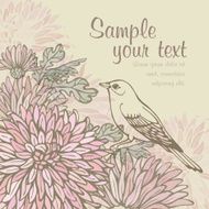 Vector watercolor spring illustration with bird and leaf N4