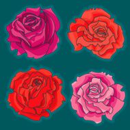 Set of Four Roses N2