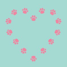 Paw print heart frame Empty template