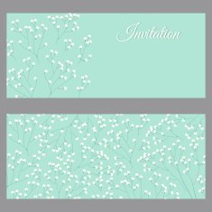Elegant wedding invitation card templates with little white flowers