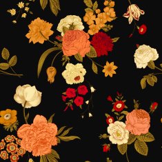 Seamless vector vintage pattern with Victorian bouquet N10
