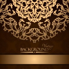 Invitation with gold lace floral ornament N2
