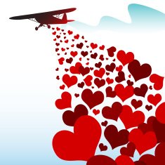 Hearts Falling From a Plane (vector)